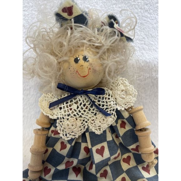 Vintage Hand Crafted Thread Wooden Spool Doll - Picture 2 of 9